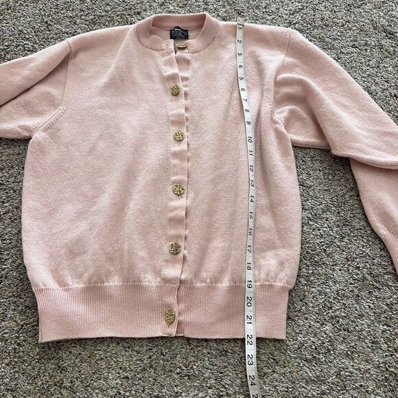 Vintage Burberrys Womens Cardigan Wool Sweater Pink Ballantyne Size 42 - Picture 2 of 10